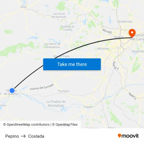 Pepino to Coslada map