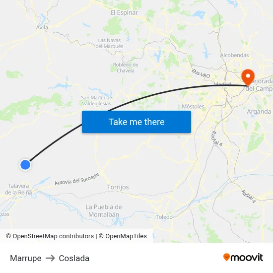 Marrupe to Coslada map