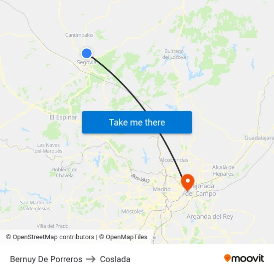 Bernuy De Porreros to Coslada map