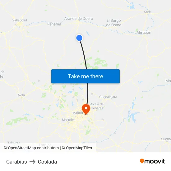 Carabias to Coslada map