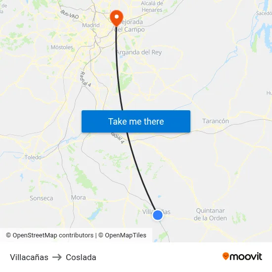 Villacañas to Coslada map