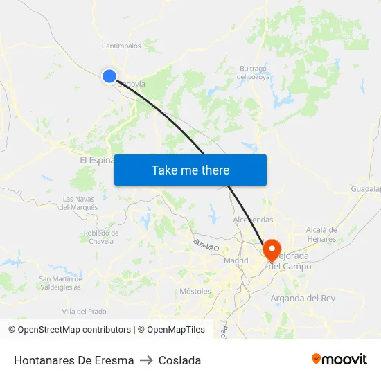 Hontanares De Eresma to Coslada map