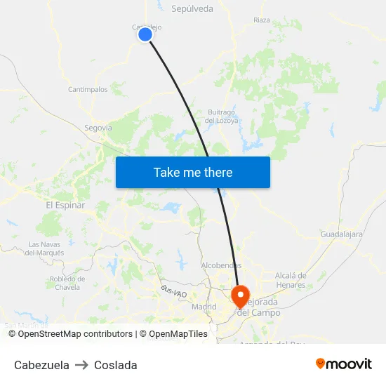 Cabezuela to Coslada map