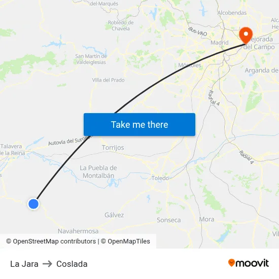 La Jara to Coslada map