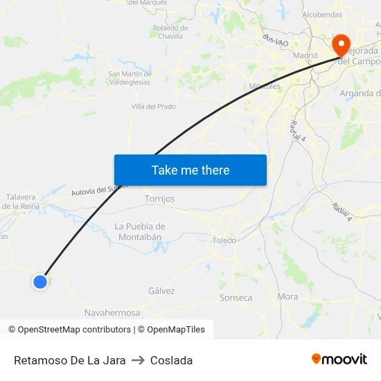 Retamoso De La Jara to Coslada map