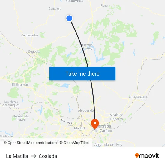 La Matilla to Coslada map