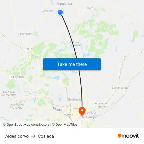 Aldealcorvo to Coslada map