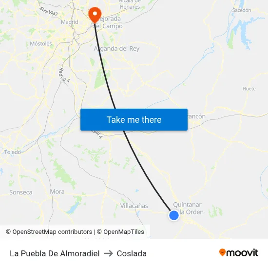 La Puebla De Almoradiel to Coslada map