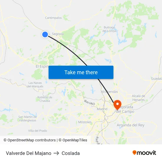 Valverde Del Majano to Coslada map