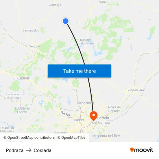 Pedraza to Coslada map