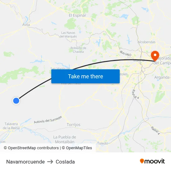 Navamorcuende to Coslada map