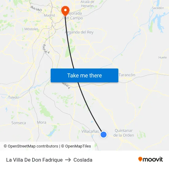La Villa De Don Fadrique to Coslada map