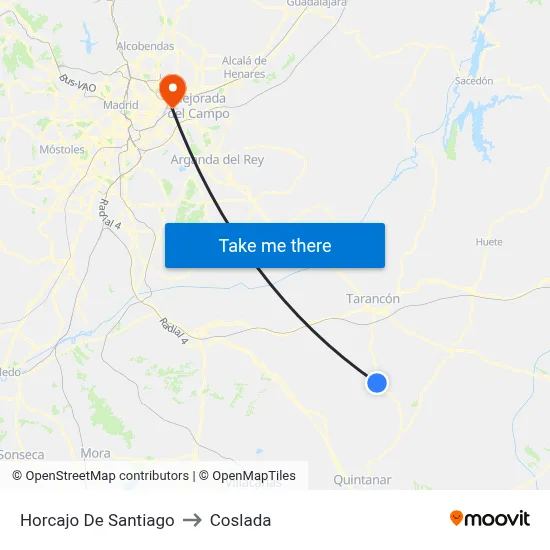 Horcajo De Santiago to Coslada map