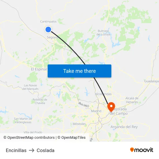 Encinillas to Coslada map