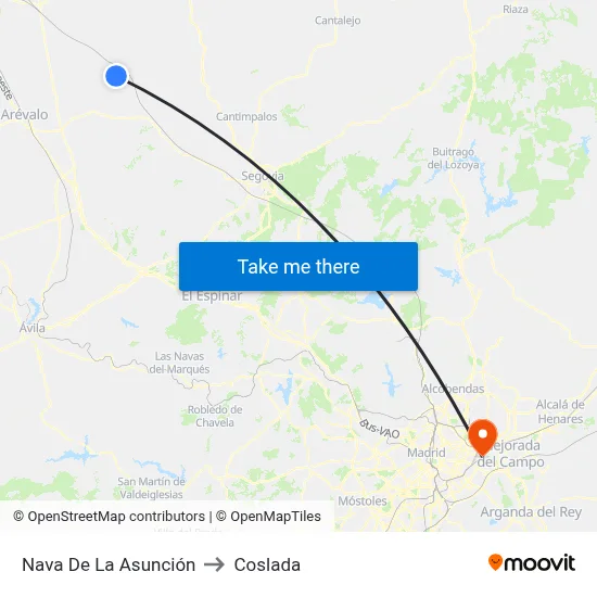 Nava De La Asunción to Coslada map