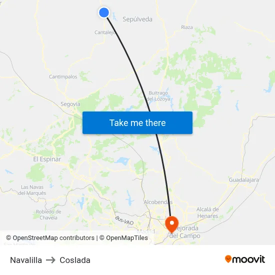 Navalilla to Coslada map