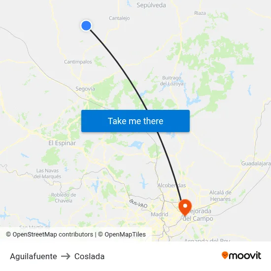 Aguilafuente to Coslada map