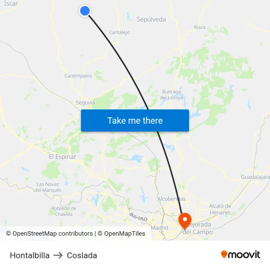 Hontalbilla to Coslada map