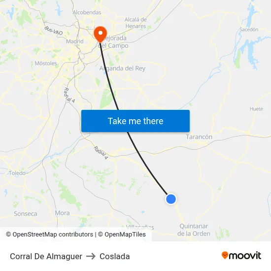 Corral De Almaguer to Coslada map