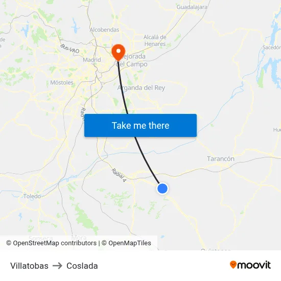 Villatobas to Coslada map