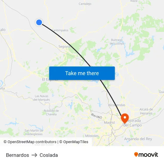 Bernardos to Coslada map