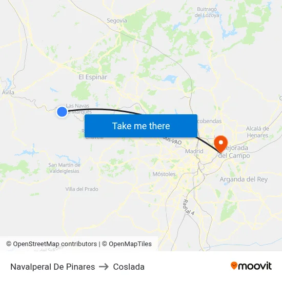 Navalperal De Pinares to Coslada map