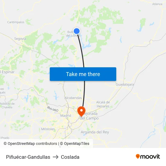 Piñuécar-Gandullas to Coslada map