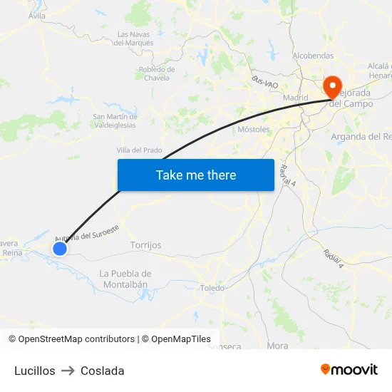 Lucillos to Coslada map