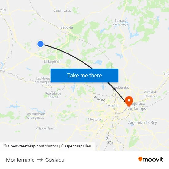 Monterrubio to Coslada map