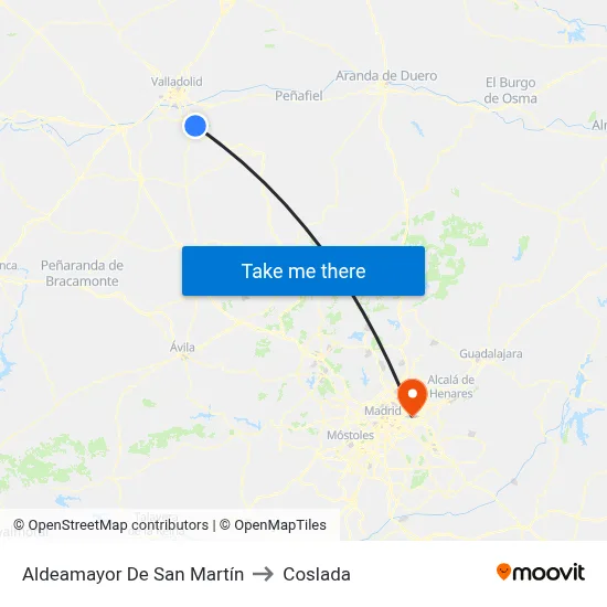 Aldeamayor De San Martín to Coslada map