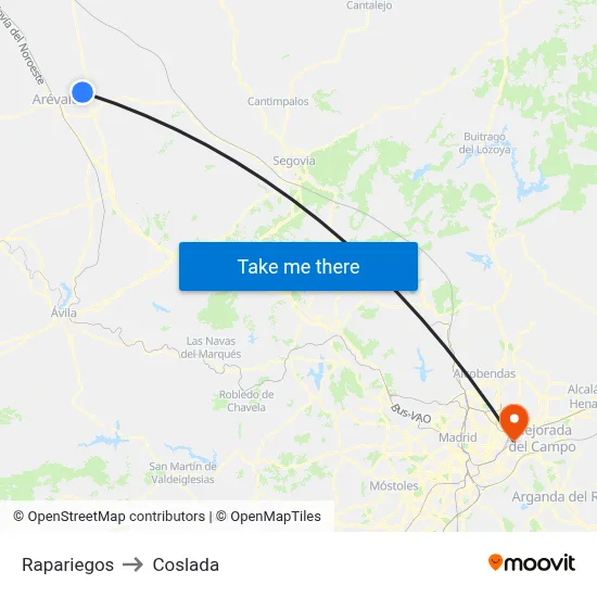 Rapariegos to Coslada map