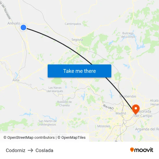 Codorniz to Coslada map