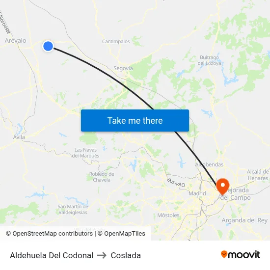 Aldehuela Del Codonal to Coslada map