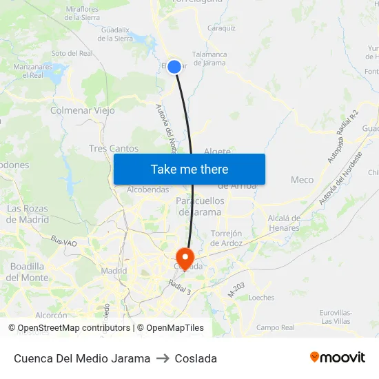 Cuenca Del Medio Jarama to Coslada map