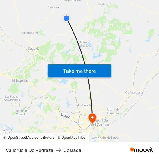 Valleruela De Pedraza to Coslada map