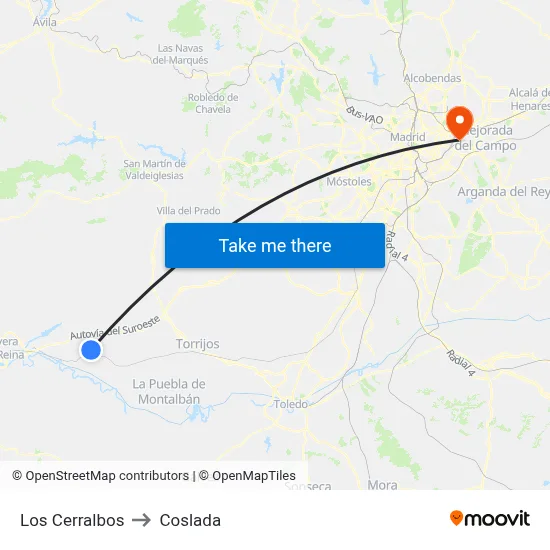 Los Cerralbos to Coslada map
