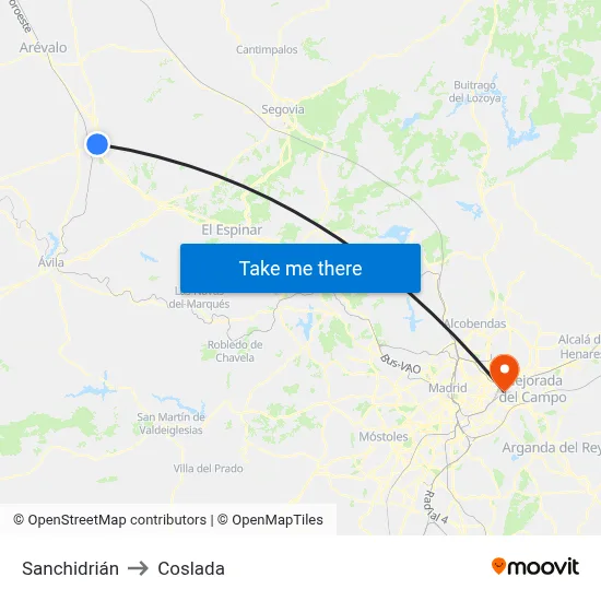 Sanchidrián to Coslada map