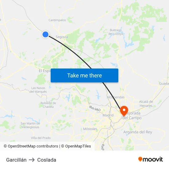 Garcillán to Coslada map