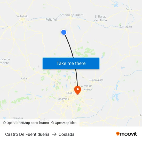 Castro De Fuentidueña to Coslada map