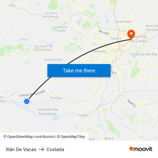 Illán De Vacas to Coslada map