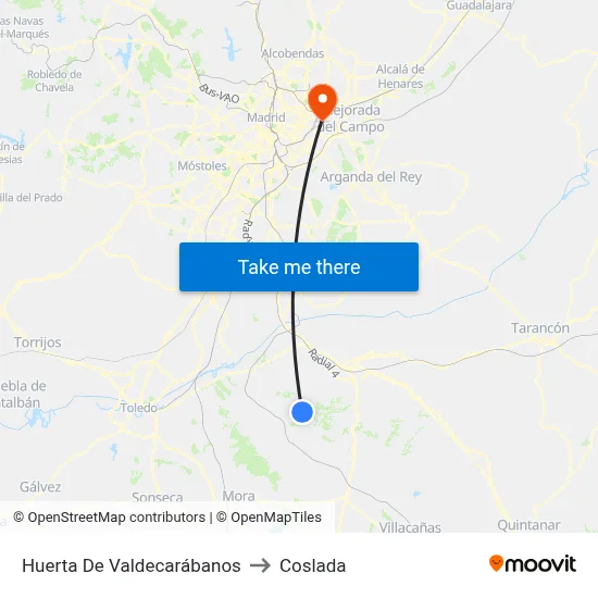 Huerta De Valdecarábanos to Coslada map