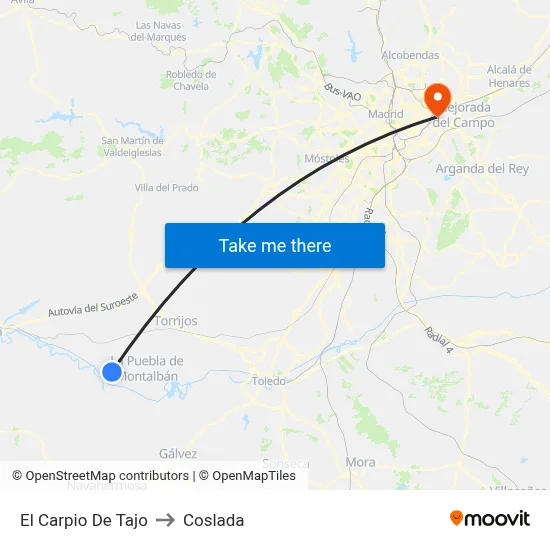 El Carpio De Tajo to Coslada map