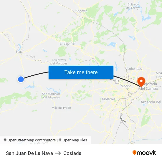 San Juan De La Nava to Coslada map