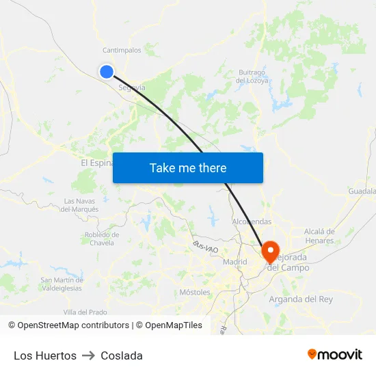 Los Huertos to Coslada map