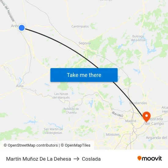 Martín Muñoz De La Dehesa to Coslada map