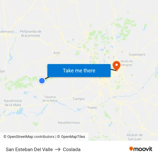 San Esteban Del Valle to Coslada map