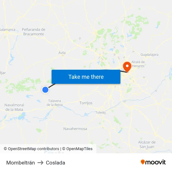 Mombeltrán to Coslada map