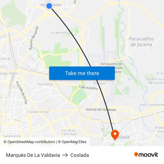 Marqués De La Valdavia to Coslada map