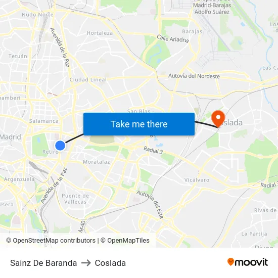 Sainz De Baranda to Coslada map