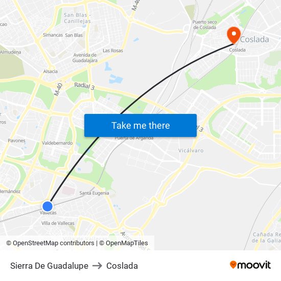 Sierra De Guadalupe to Coslada map